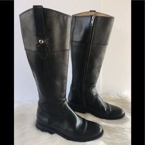 Frye women’s black leather tall riding boots